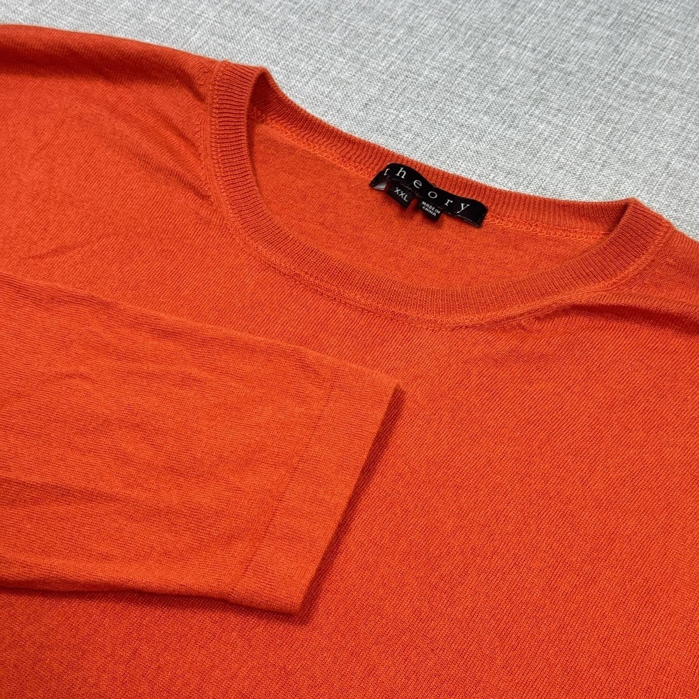 Theory Cashmere Silk‎ Crew Neck Sweater Pullover Mens 2XL Orange